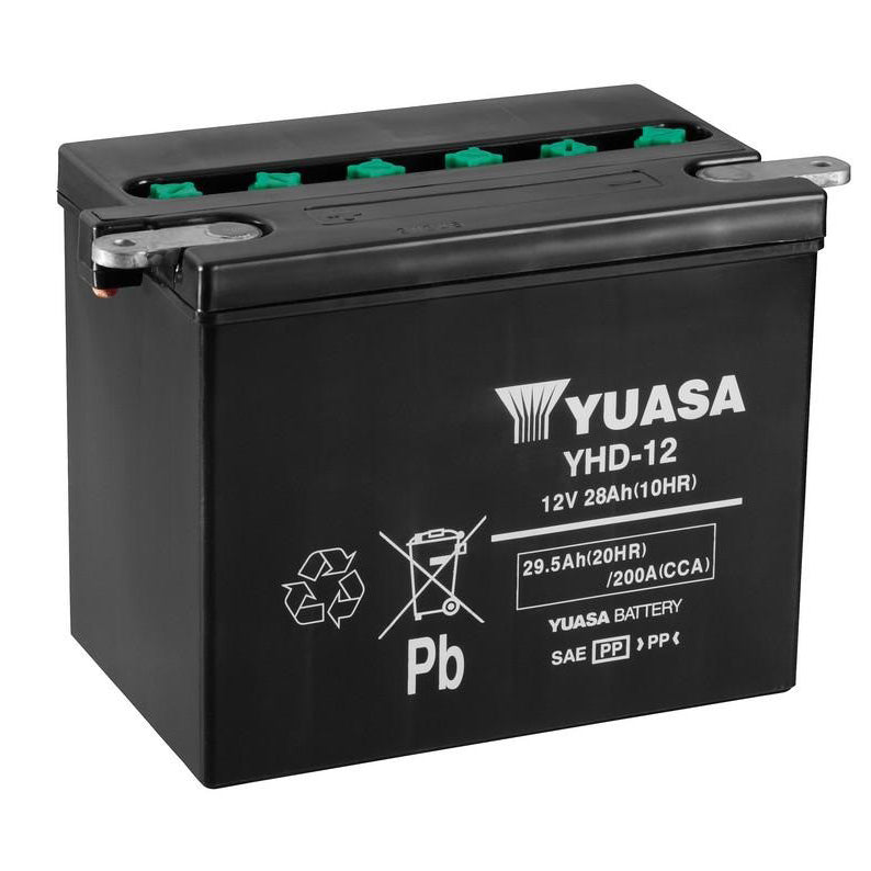 Yuasa YHD-12 — 12V 29Ah 200 CCA Flooded Powersport Battery