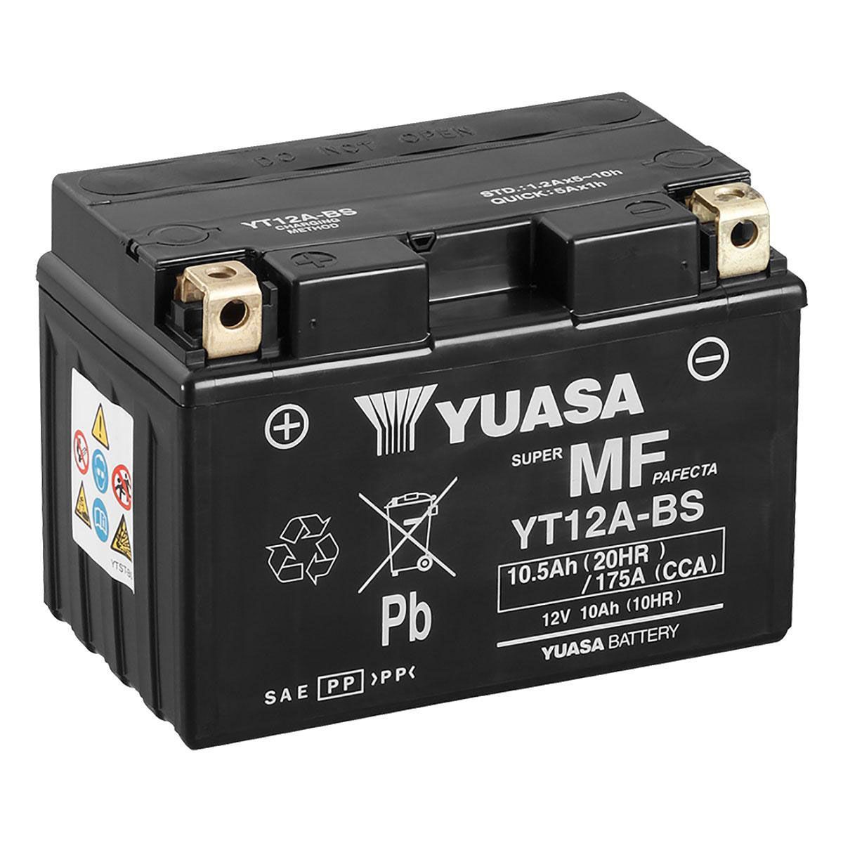 Yuasa YT12A-BS — 12V 10Ah 175 CCA AGM Powersport Battery