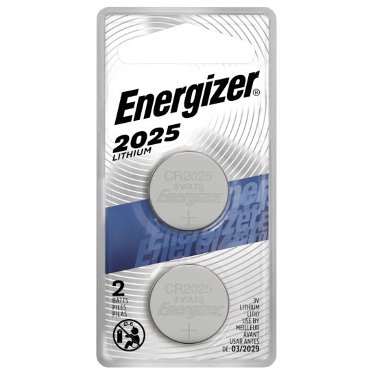 2025BP-2N CR2025 3V Lithium Coin Cell Energizer (Pkg of 2) (ecofee included)