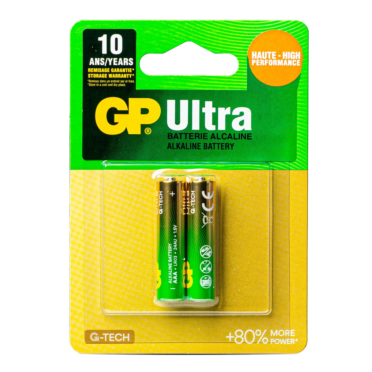 GP24AUETA21-2GSBC2 AAA Alkaline Battery GP Ultra (Pkg of 2)