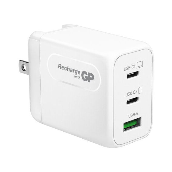 GPGM3BW2PG-2GSB1 GP GaN Wall Charger 65W — 2x USB-C + 1x USB-A, White