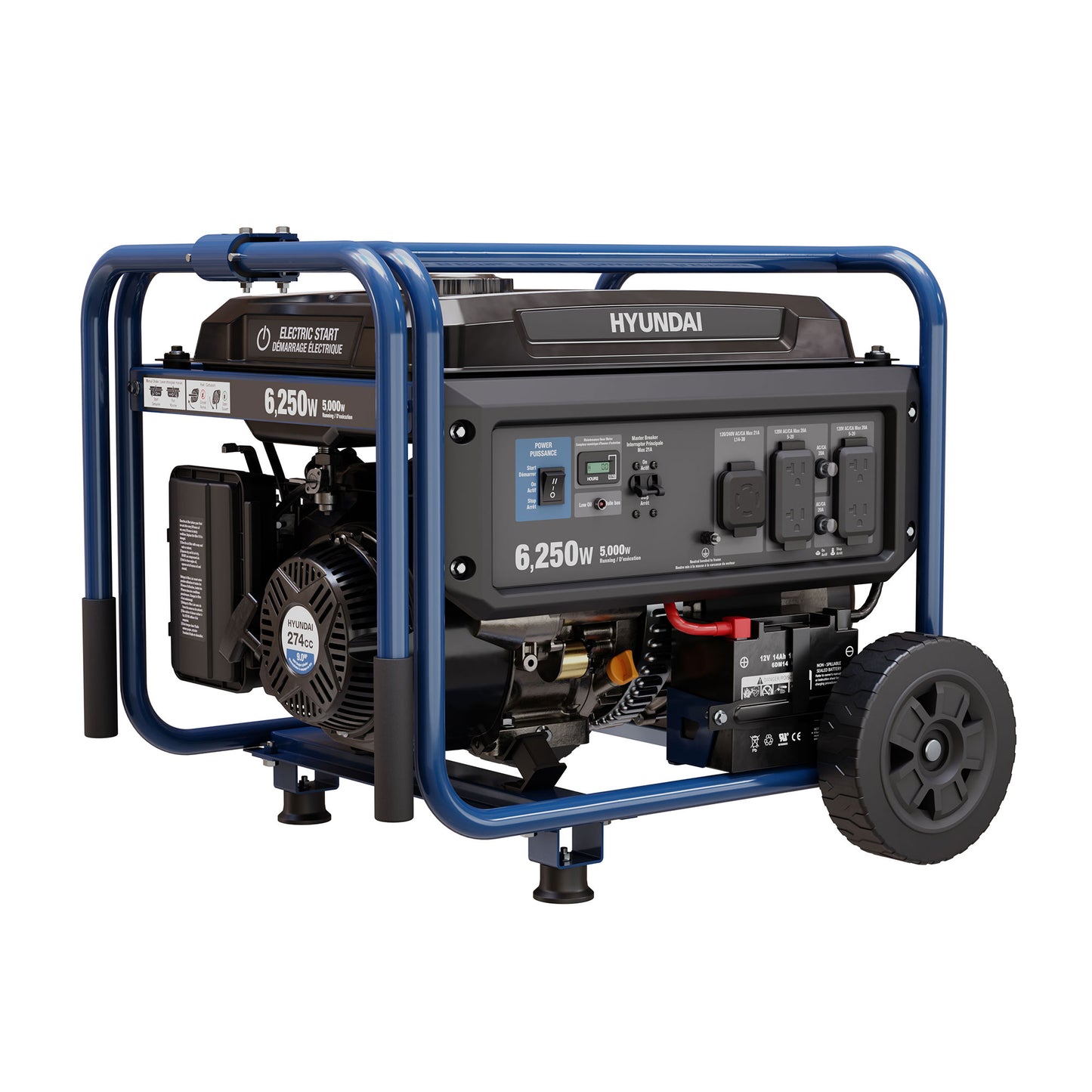 HG6250E Hyundai 6250W Gas Powered Portable Generator with Electric Start