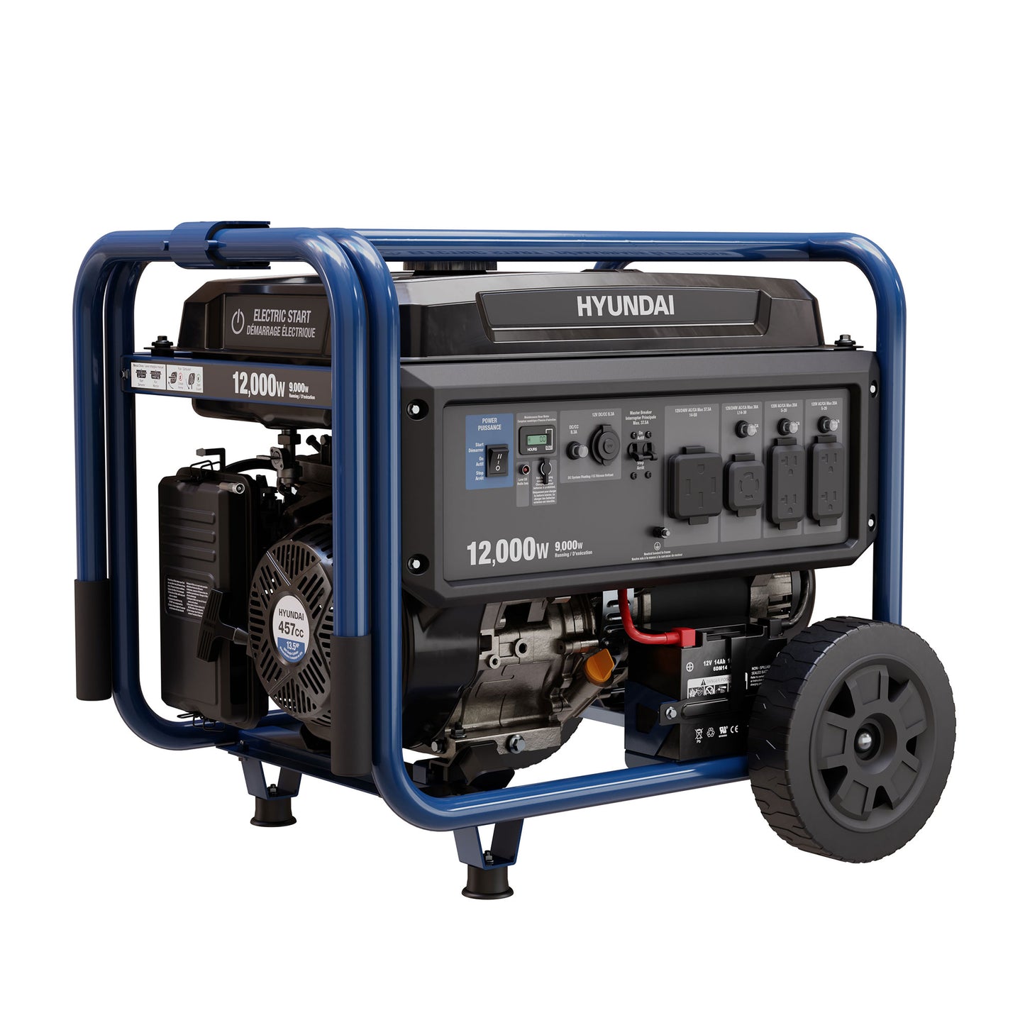 HG12000E Hyundai 12000W Gas Powered Portable Generator with Electric Start