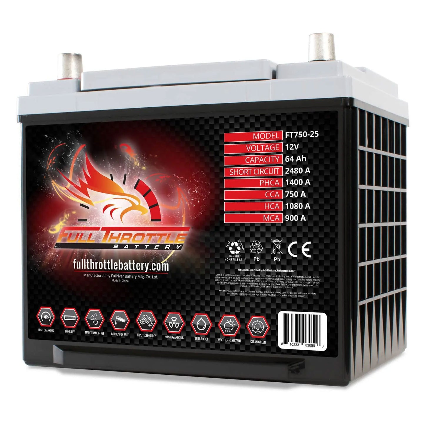 FT750-25 Cranking Battery (AGM) Group 25 12V