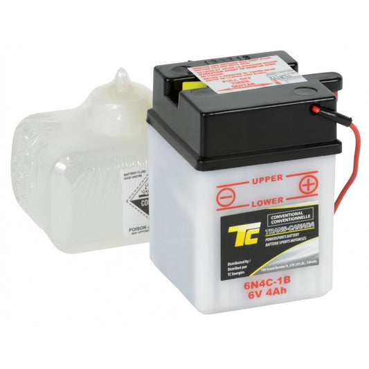 6N4C-1B Motorsports Battery (Flooded) 6V 4Ah (Acid Bottle Supplied)