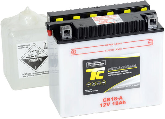 CB18-A Motorsports Battery (Flooded) 12V 18Ah 235CCA (Acid Bottle Supplied)