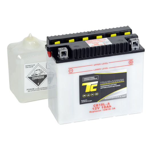 CB18L-A Motorsports Battery (Flooded) 12V 18Ah 235CCA (Acid Bottle Supplied)
