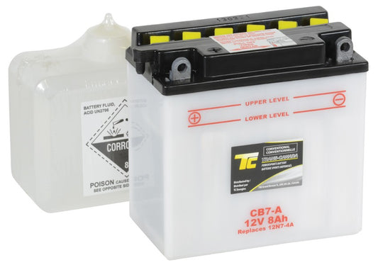 CB7-A Motorsports Battery (Flooded) 12V 8Ah 124CCA (Acid Bottle Supplied)