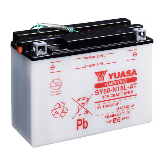 Yuasa SY50-N18L-AT — 12V 20Ah 260 CCA Flooded Powersport Battery
