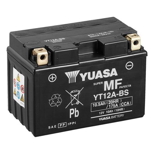 Yuasa YT12A-BS — 12V 10Ah 175 CCA AGM Powersport Battery