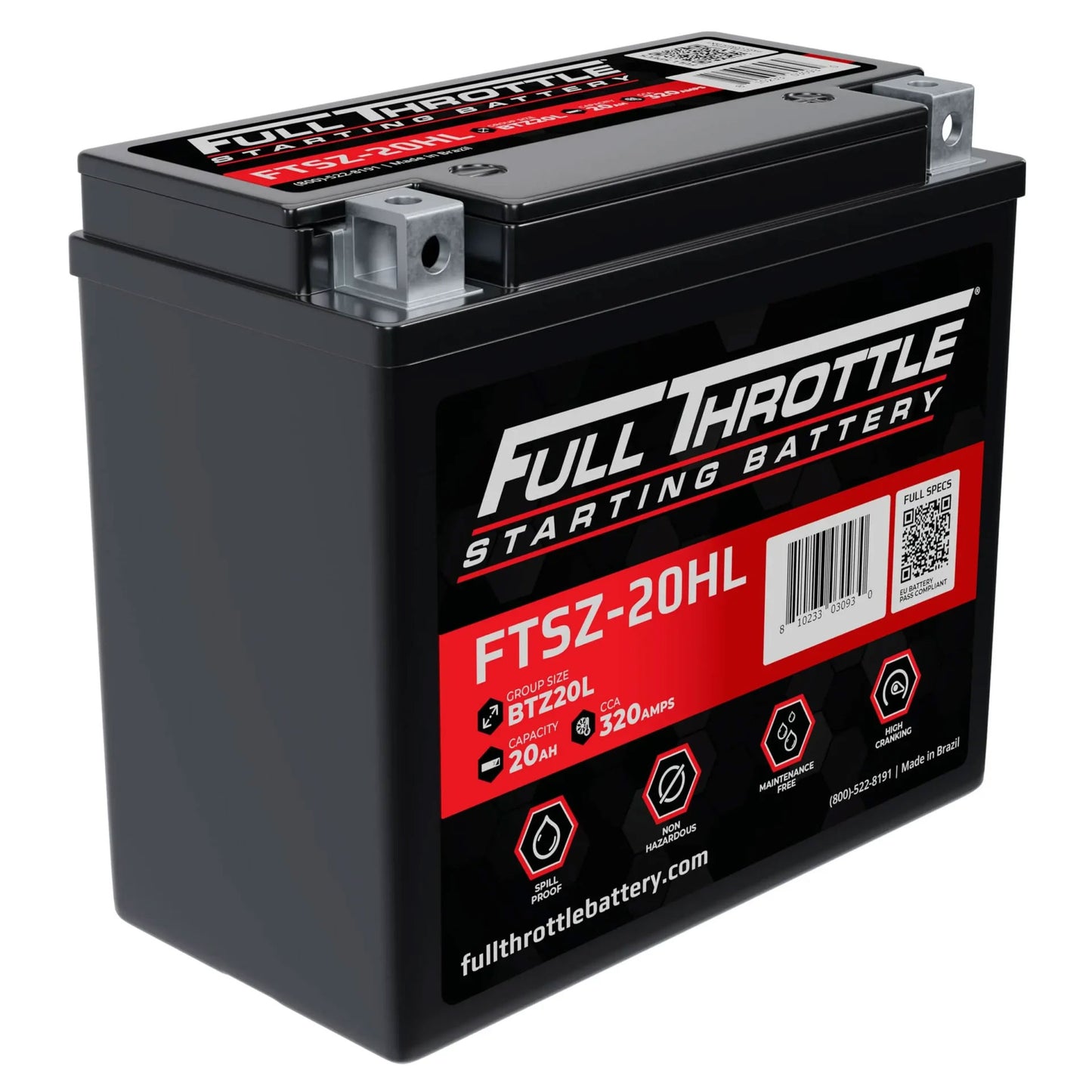 Fullriver FTSZ-20HL Motorsports Battery AGM 12V 20Ah 320CCA (Factory Activated)