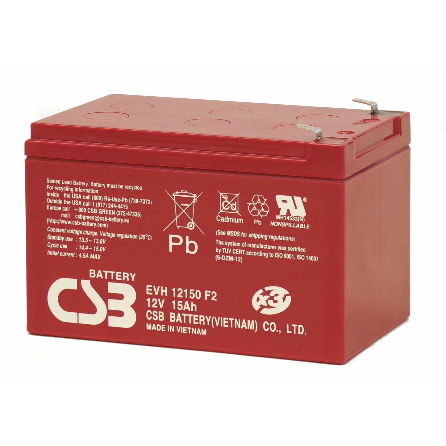 EVH12150 High Rate AGM Battery 12V 15Ah