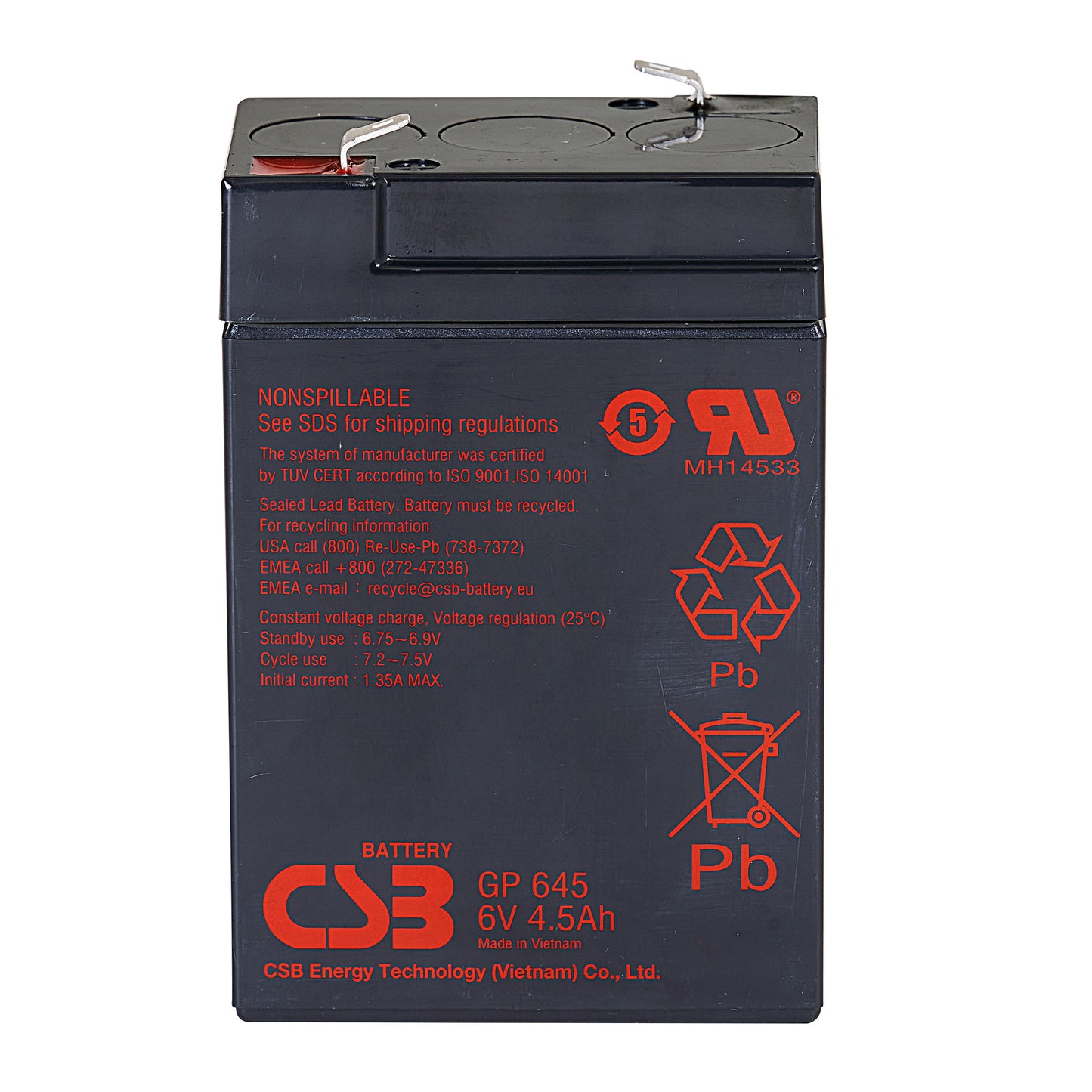 GP645F1 AGM Battery 6V 4.5Ah