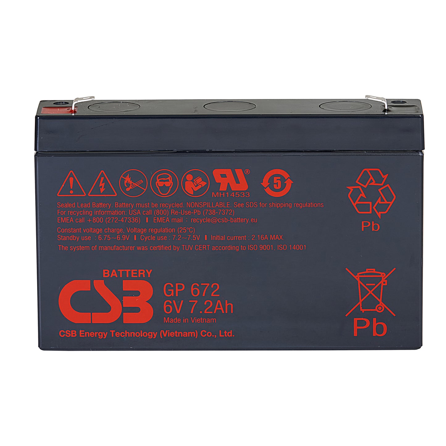 GP672F1 AGM Battery 6V 7.2Ah