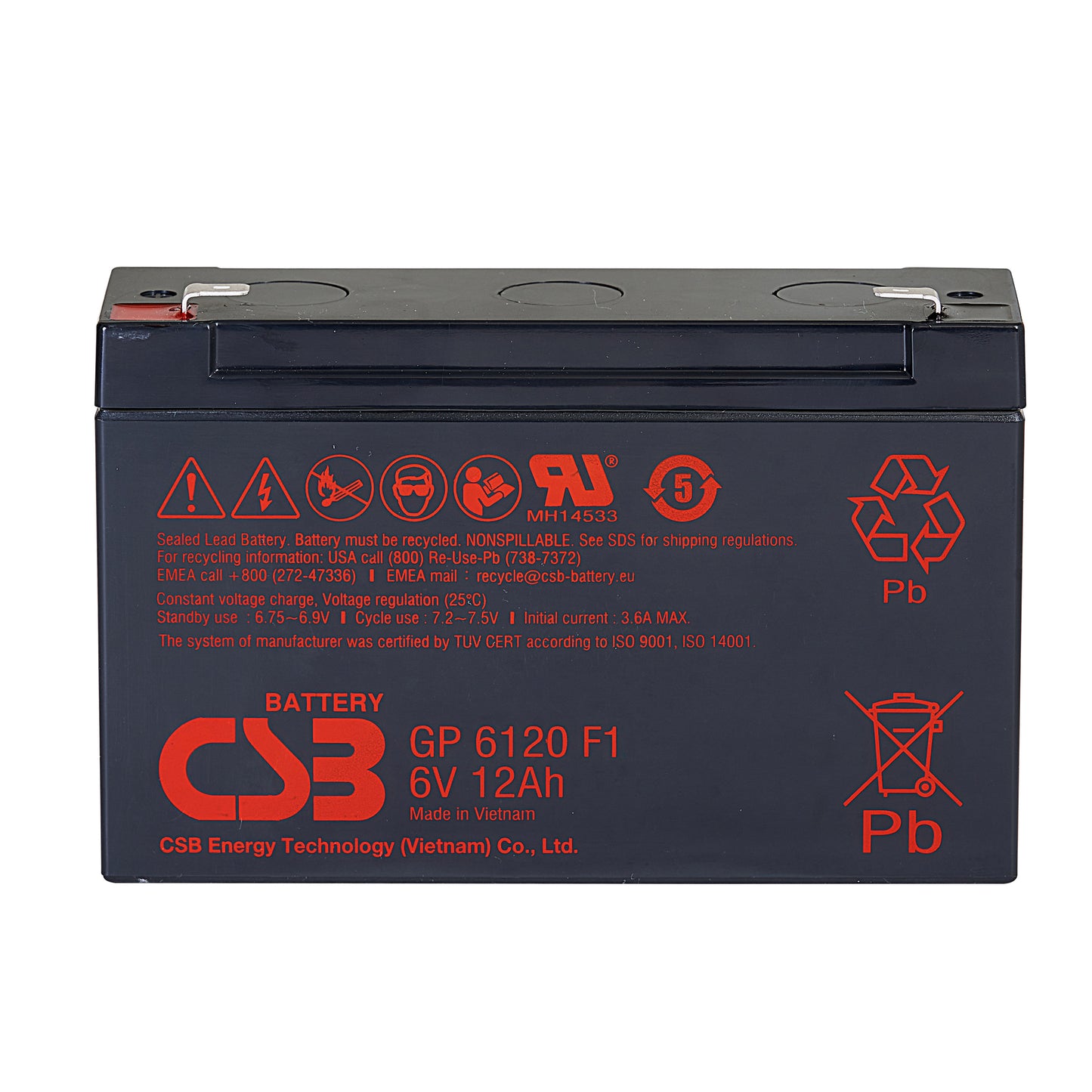 GP6120F1 AGM Battery 6V 12Ah