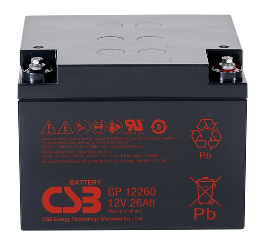 GP12260IFR AGM Battery 12V 26Ah Flame Retardant