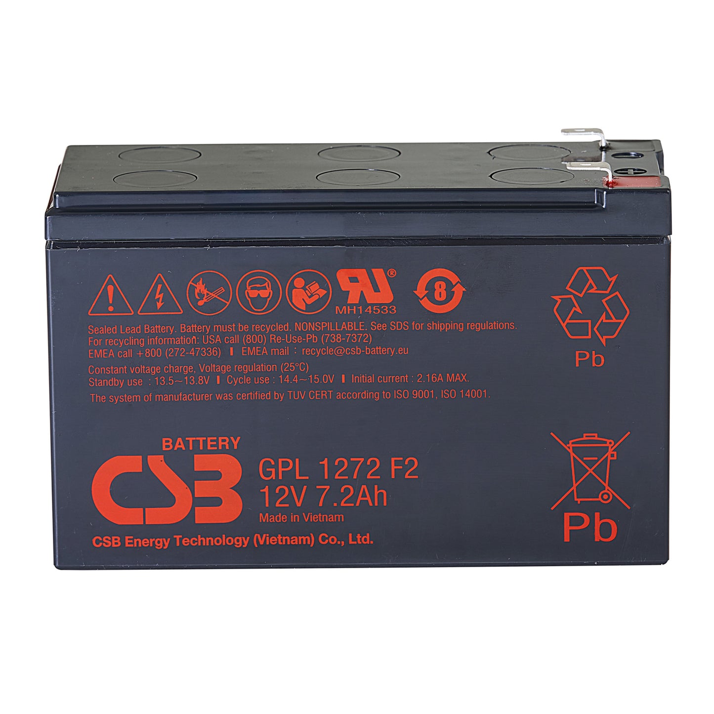 GPL1272F2FR AGM Battery 12V 7.2Ah Flame Retardant