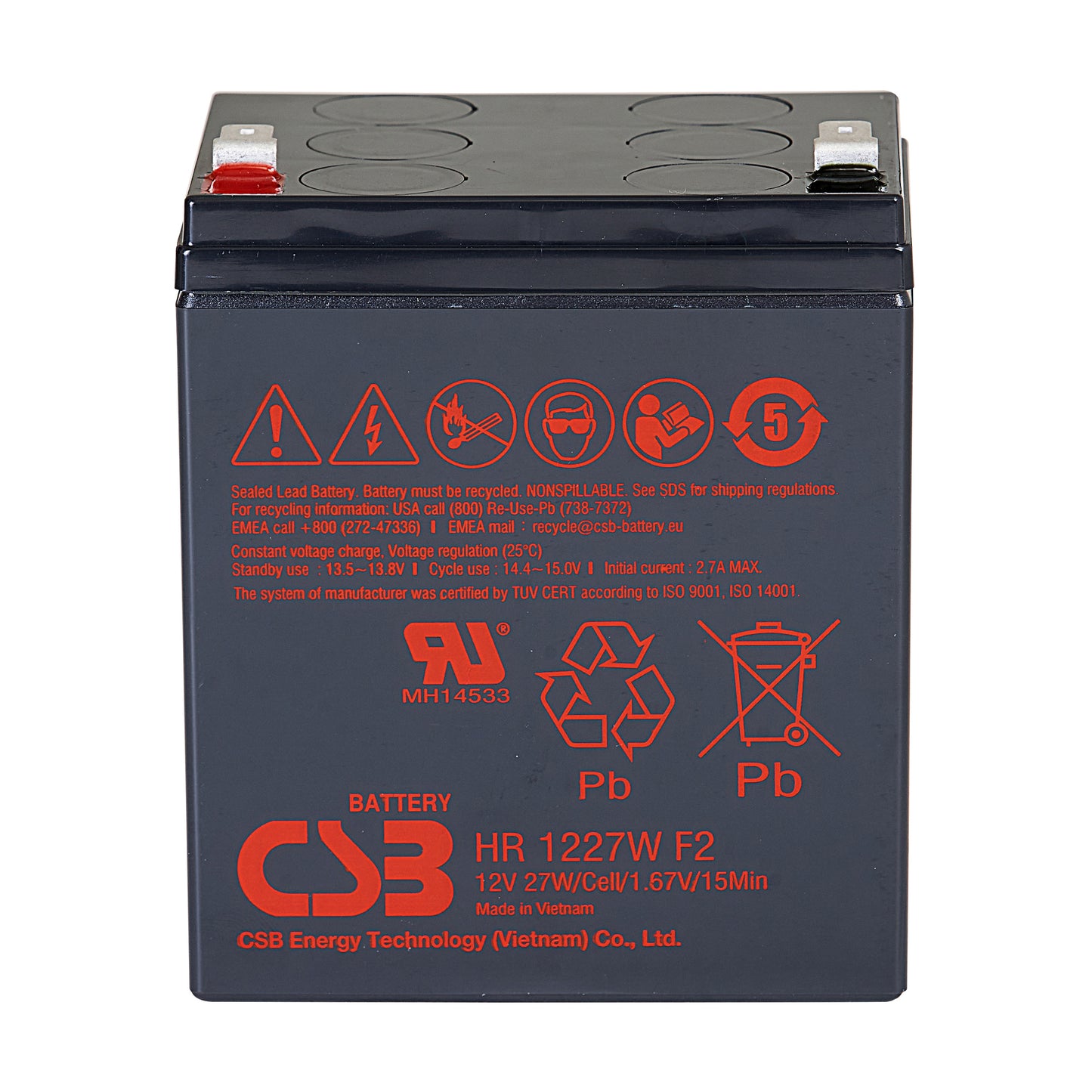 HR1227WF2FR AGM Battery 12V 6.5Ah Flame Retardant