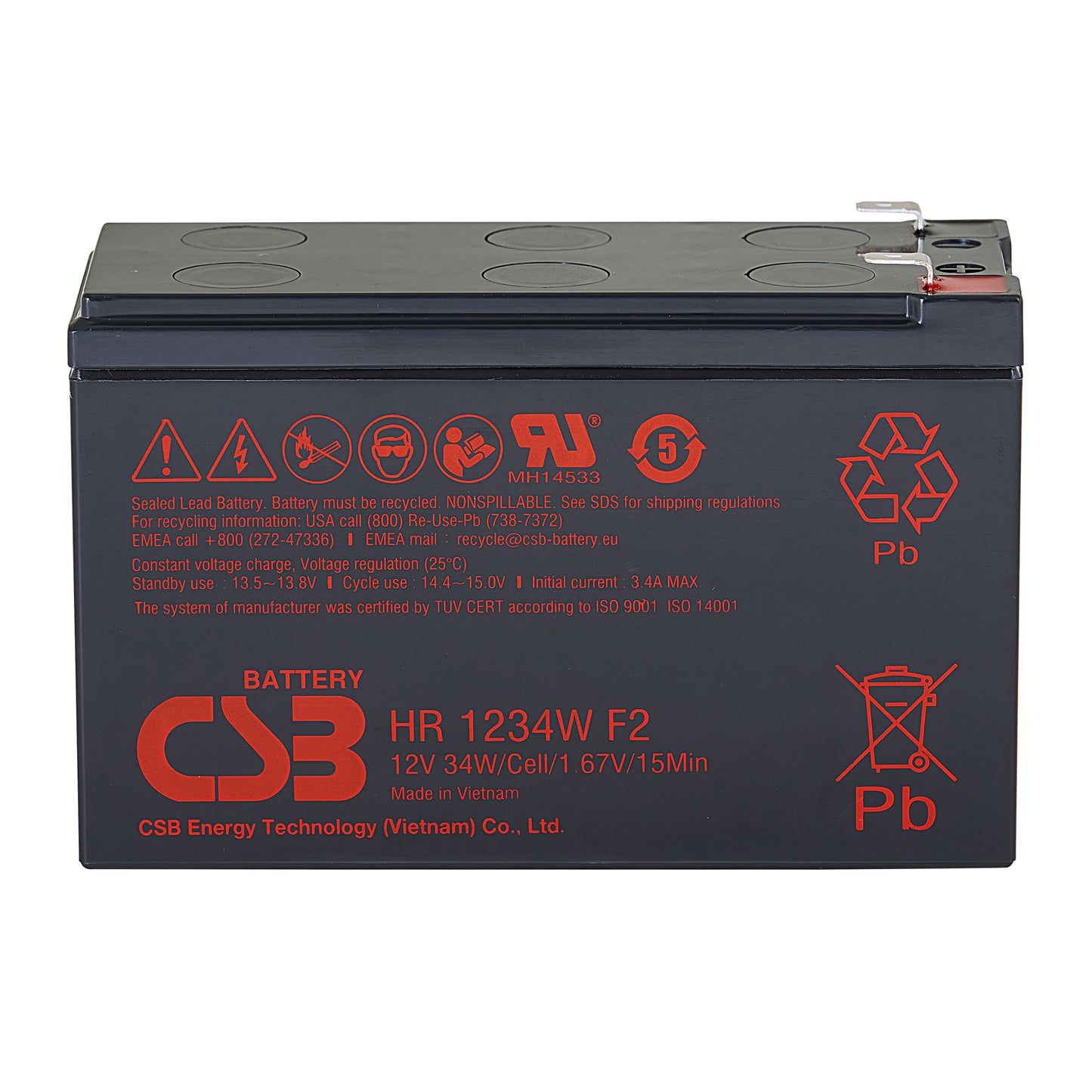 HR1234WF2 AGM Battery 12V 9Ah