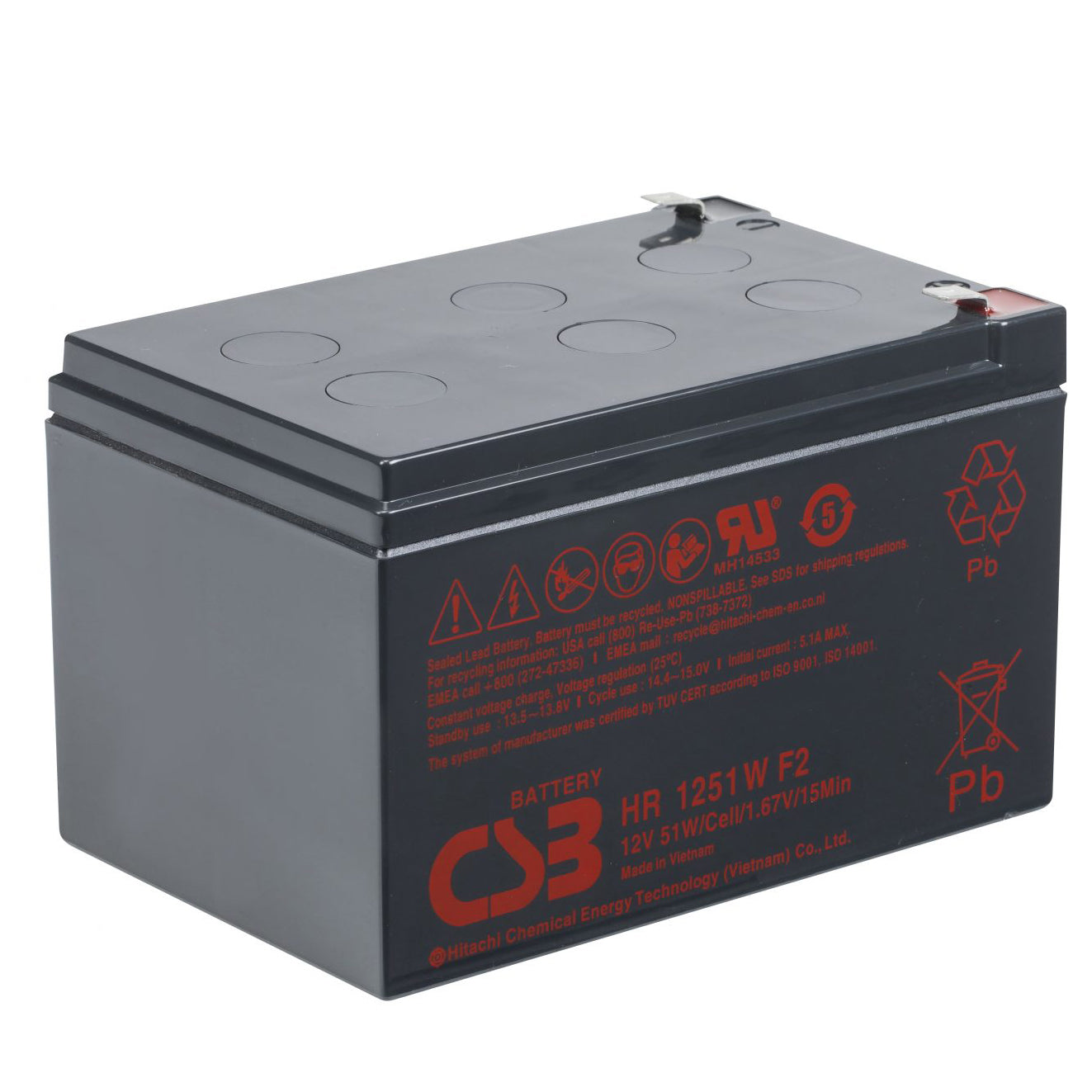 HR1251WF2FR AGM Battery 12V 13.5Ah Flame Retardant