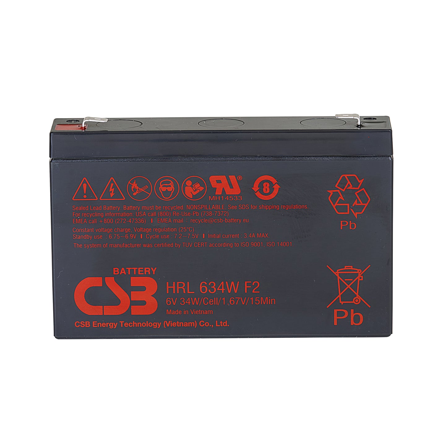 HRL634WF2 AGM Battery 6V 9Ah