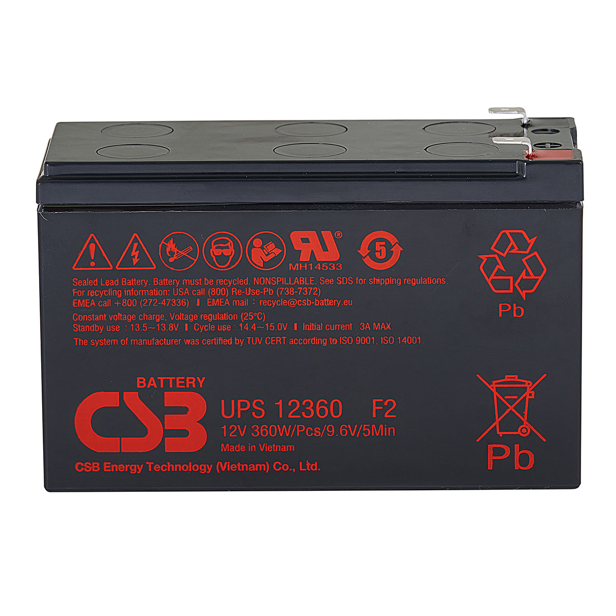 UPS123607F2 AGM Battery 12V 7Ah