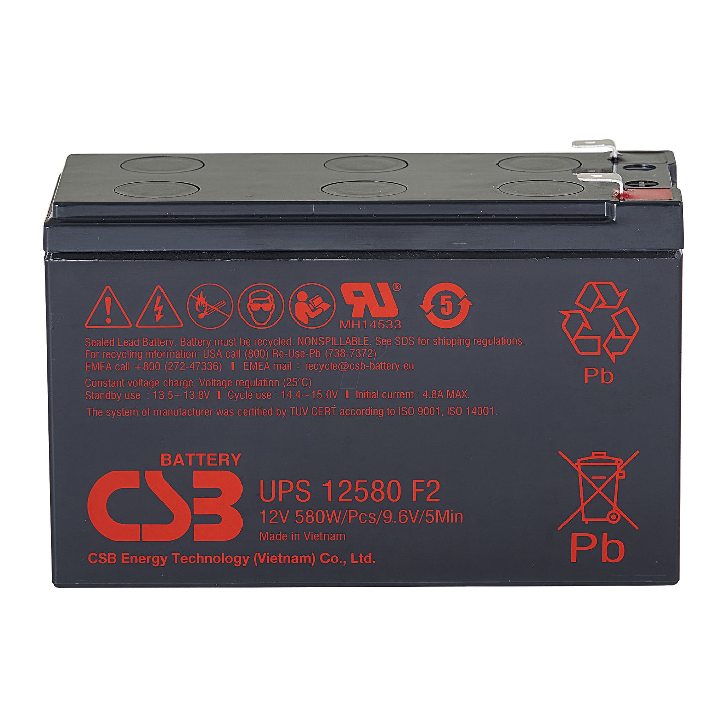 UPS12580F2 AGM Battery 12V 10Ah