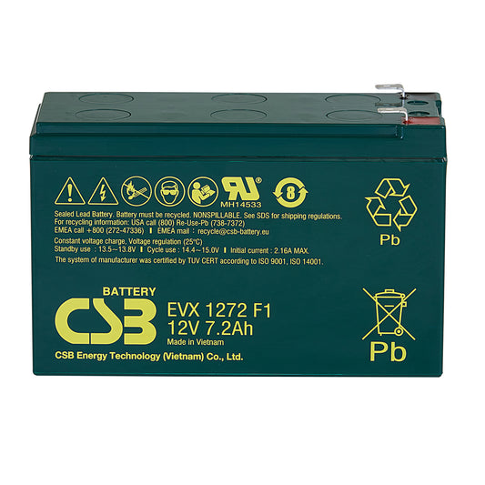 EVX1272F1 AGM Battery 12V 7.2Ah
