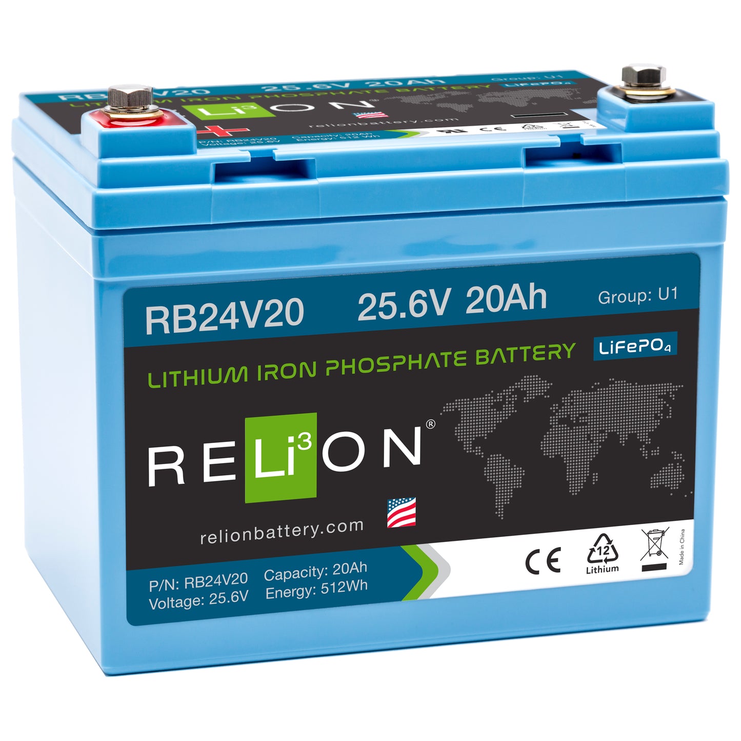 RB2420 LiFePO4 Battery Gr U1 25.6V 20Ah