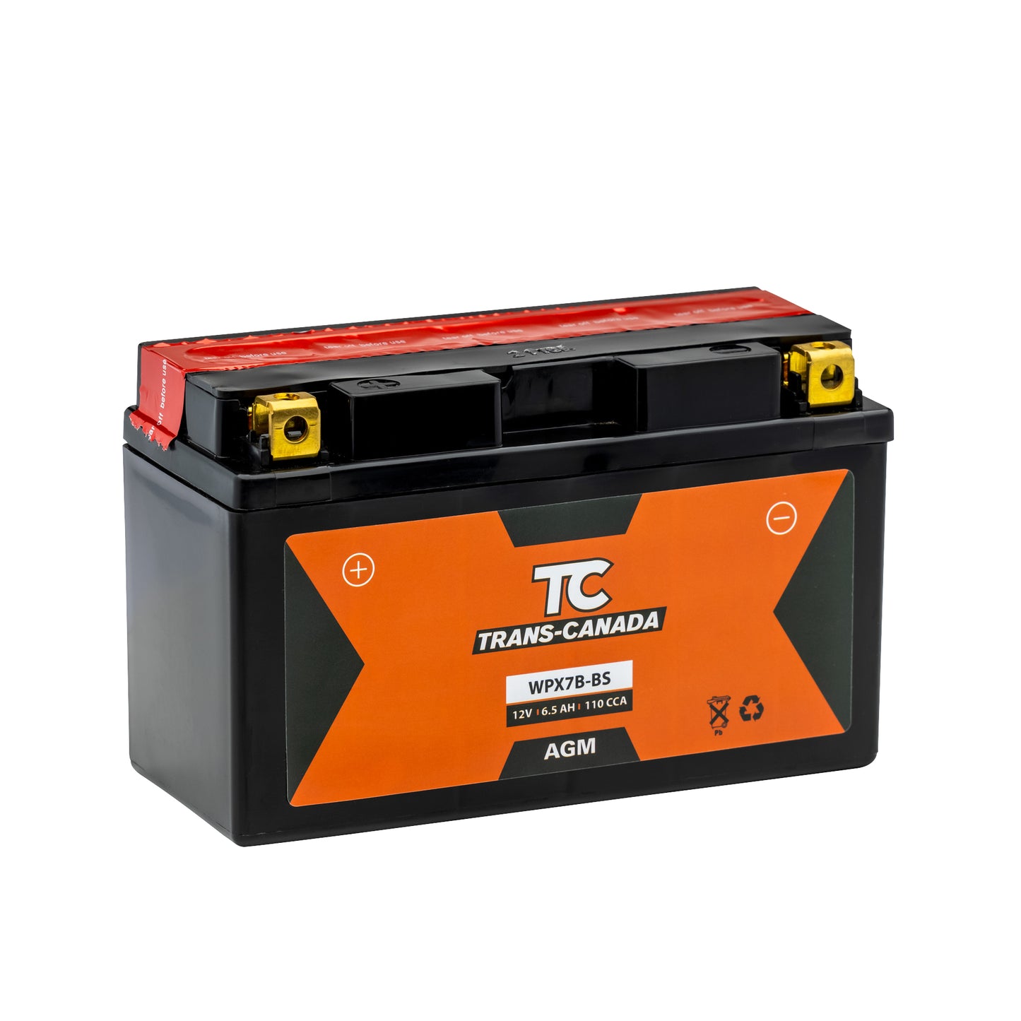 Trans-Canada WPX7B-BS — Batterie Powersport AGM 12V 6,5Ah 110 CCA