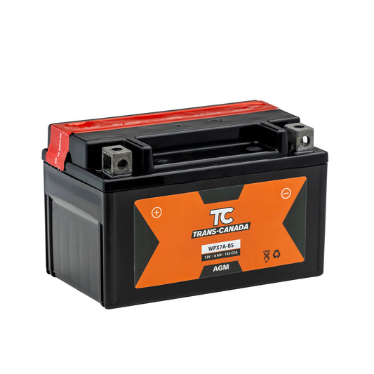 Trans-Canada WPX7A-BS — 12V 7Ah 135 CCA AGM Powersport Battery