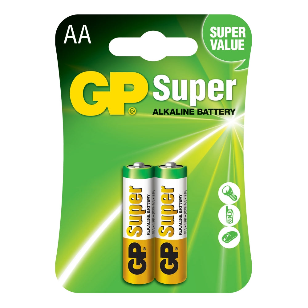 GP15AETA21-2GSBC2 AA Alkaline Battery GP Super (Pkg of 2)