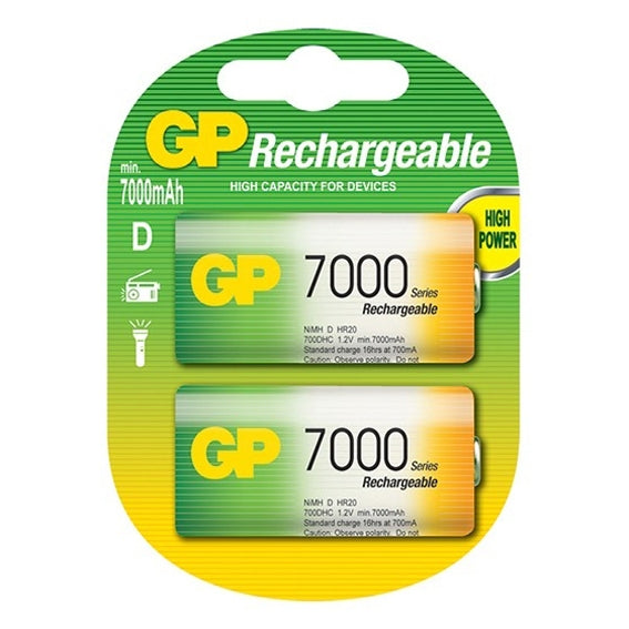 GP700DHC2 RECH BATT NI-MH D 7000MAH GP PK/2