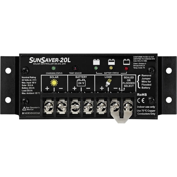 SS-20L-24V Morningstar PWM Solar Charge Controller 24V 20A LVD SunSaver