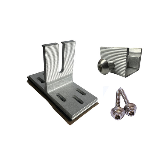 SS01-M40RB-00 Sunstack Integrity SSM Mount + Rail Bracket + Rafter Screws (Mill) (2 Mounts/Brackets + 4 Screws)