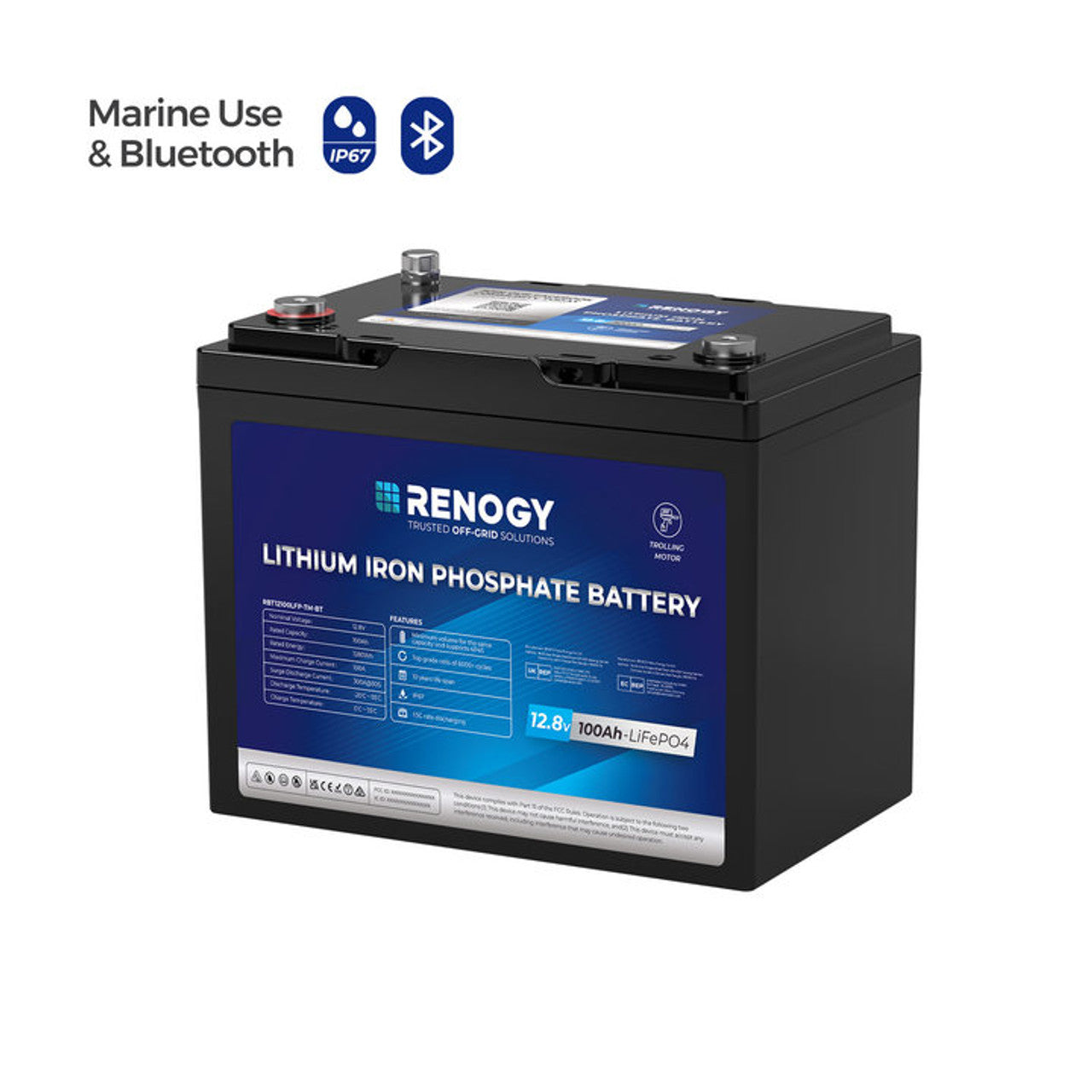 Renogy Core - 12V 100Ah Trolling Motor Group 24 LiFePO4 Battery w/ Bluetooth Renogy