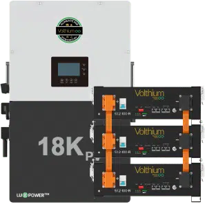 Volthium 18kPV hybrid inverter kit with LuxpowerTek inverter and three 51.2V 100Ah rackmount batteries