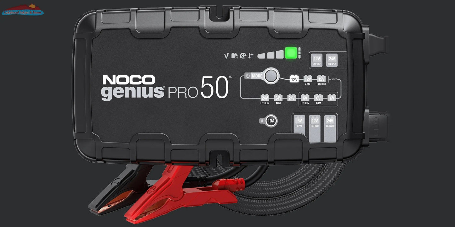 NOCO GENIUSPRO50 - 6V/12V/24V 50-Amp Battery Charger, Battery Maintainer, and Battery Desulfator NOCO